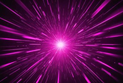 The primary subject of the image is a bright pink light, which appears to be a neon light or a purple light streak. The light is the main focus of the image, and it is set against a dark background. The visual style of the image is a close-up of the light, which creates a striking contrast between the bright light and the dark background. The colors and mood of the image are predominantly purple and pink, giving it a vibrant and energetic atmosphere.