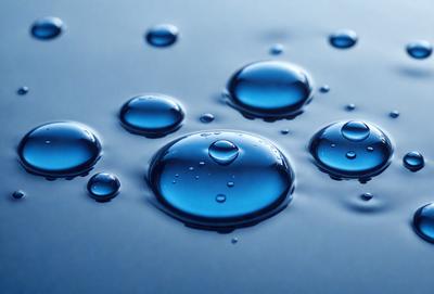 The primary subject of the image is a close-up of a blue surface, possibly a table or a wall, with numerous small blue bubbles or droplets scattered across it. The setting appears to be a room with a blue background, giving the scene a calm and serene atmosphere. The visual style of the image is a close-up, focusing on the details of the blue bubbles. The colors and mood of the image are predominantly blue, creating a sense of tranquility and harmony.