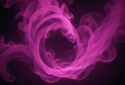 The primary subject of the image is a large, pink, swirling circle. The setting is a dark background, which contrasts with the bright pink color of the circle. The visual style appears to be a combination of a photo and digital art, creating a unique and eye-catching design. The dominant colors are pink and purple, giving the image a warm and vibrant atmosphere.