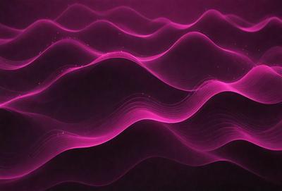 The primary subject of the image is a pink wave pattern, which is the main focus of the image. The setting is a dark background, which contrasts with the pink wave pattern. The visual style is a digital art or illustration, as the wave pattern is created using a computer or digital tools. The colors and mood of the image are predominantly pink, giving it a warm and vibrant atmosphere.
