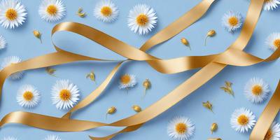 The primary subject of the image is a close-up of white flowers, with a few yellow flowers mixed in. The flowers are arranged in a visually appealing manner, creating a sense of beauty and harmony. The setting is a blue background, which adds a touch of elegance and sophistication to the scene. The visual style of the image is a combination of photo and digital art, resulting in a high-quality, detailed, and artistic representation of the flowers. The colors and mood of the image are predominantly white and yellow, which evoke feelings of warmth, happiness, and freshness.