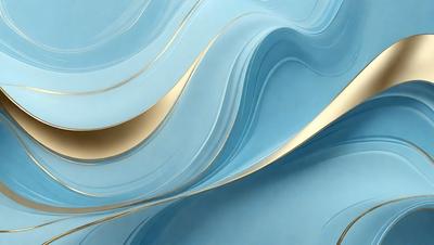 The primary subject of the image is a blue and gold swirl pattern. The setting is a blue background, and the visual style appears to be a digital art or illustration. The dominant colors are blue and gold, creating a sense of depth and movement in the pattern.