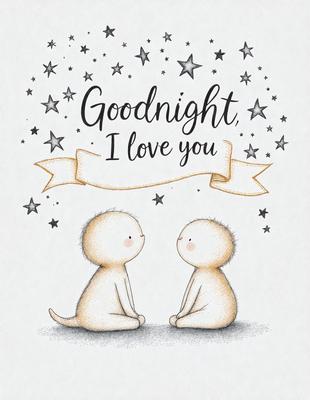 The image features two baby bears sitting next to each other, possibly on a bed. The scene is set in a nighttime environment, with a starry background. The visual style is a combination of digital art and illustration, creating a warm and cozy atmosphere. The primary subject is the two baby bears, and the colors and mood are predominantly white and soft, with the starry background adding a touch of magic and wonder to the scene.
