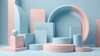 The primary subject of the image is a collection of blue and pink blocks, which are arranged in various shapes and sizes. The setting is a blue wall, which serves as the backdrop for the blocks. The visual style of the image is a combination of digital art and illustration, as the blocks are depicted in a three-dimensional manner. The dominant colors in the image are blue and pink, creating a vibrant and lively atmosphere.