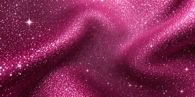 The primary subject of the image is a purple fabric with a pattern of sparkling stars. The setting is a dark background, which contrasts with the bright purple fabric. The visual style is a close-up of the fabric, showcasing the intricate pattern of the stars. The colors and mood of the image are predominantly purple, with the sparkling stars adding a touch of brightness and excitement to the overall atmosphere.