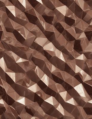 The image features a brown and white patterned surface, which appears to be a combination of a photo and digital art. The primary subject is a close-up of the pattern, showcasing the intricate design and texture. The setting is a wall or a patterned surface, and the visual style is a blend of photo and digital art. The colors and mood of the image are warm and earthy, with the brown and white colors creating a sense of depth and texture.