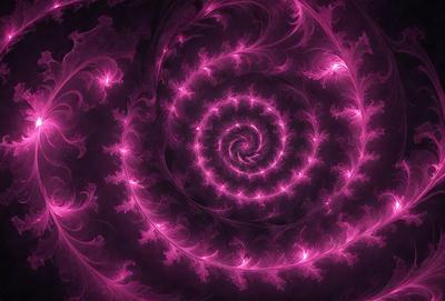 The primary subject of the image is a spiral pattern, which is the main object, scene, or focus of the image. The spiral pattern is set against a purple background, creating a visually striking and vibrant scene. The visual style of the image is a combination of photo and digital art, as it appears to be a close-up of a spiral pattern with a pink background. The colors and mood of the image are predominantly pink, giving it a warm and inviting atmosphere.