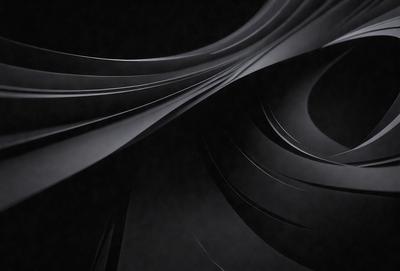 The primary subject of the image is a close-up of a black and white spiral pattern. The setting is a dark background, which contrasts with the spiral pattern. The visual style is a black and white photo, giving it a classic and timeless appearance. The colors and mood of the image are predominantly dark and moody, with the spiral pattern being the main focal point.