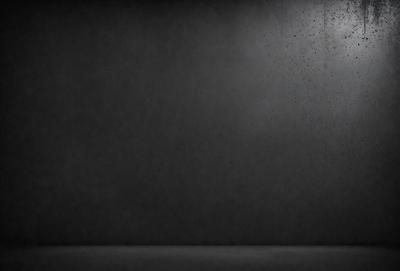 The primary subject of the image is a black wall with a gray background. The setting is a room with a black wall, and the visual style is a black and white photo. The dominant colors are black and gray, creating a moody atmosphere.