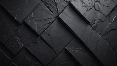 The primary subject of the image is a black and white patterned tile wall. The setting is a dark room, and the visual style is a black and white photo. The dominant colors are black and white, creating a moody atmosphere.