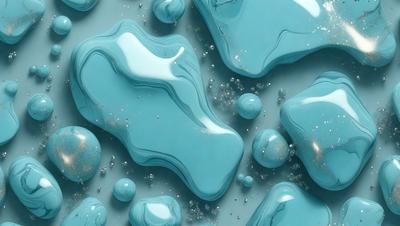 The primary subject of the image is a blue, swirling, and shimmering surface, which appears to be a blue liquid or a blue-tinted background. The setting is a close-up of the blue surface, showcasing its intricate patterns and textures. The visual style is a combination of a photo and digital art, as the blue surface seems to be a digital creation with a realistic texture. The colors and mood of the image are predominantly blue, creating a serene and calming atmosphere.