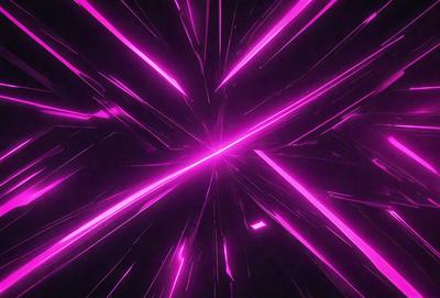 The primary subject of the image is a pink light or neon sign, which appears to be a part of a larger artistic display. The setting is a dark room, and the visual style is a combination of digital art and illustration. The dominant colors in the image are pink and purple, creating a vibrant and energetic atmosphere.