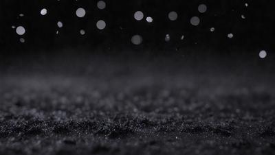 The primary subject of the image is a black background with a few white specks, creating a contrasting visual effect. The setting is a dark, cloudy sky, which adds to the overall mood of the scene. The visual style is a combination of a photo and digital art, as the black background and white specks create a unique and artistic effect. The colors and mood of the image are predominantly dark and moody, with the white specks adding a touch of brightness and contrast.