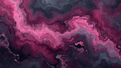 The primary subject of the image is a close-up of a pink and purple marbled surface. The setting is a dark background, which contrasts with the vibrant colors of the marbled surface. The visual style appears to be a combination of a photo and a digital art or illustration, as the colors and patterns are intricate and detailed. The dominant colors are pink and purple, creating a warm and inviting atmosphere.