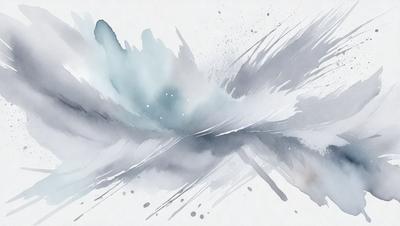 The primary subject of the image is a watercolor painting of a wave. The setting is a white background, and the visual style is a watercolor painting. The dominant colors are blue and white, creating a calm and serene atmosphere.