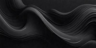 The primary subject of the image is a black and white drawing of a wave. The setting is a black background, which emphasizes the wave's shape and form. The visual style is a combination of digital art and illustration, creating a striking and artistic representation of the wave. The colors and mood are predominantly black and white, giving the image a bold and dramatic appearance.