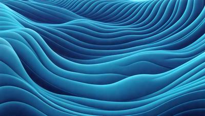 The primary subject of the image is a blue, wavy surface that resembles a water surface. The setting is a blue ocean, and the visual style is a digital art or illustration. The dominant colors are blue and white, creating a calm and serene atmosphere.