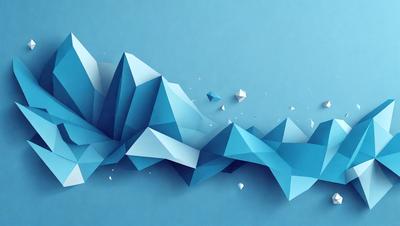 The primary subject of the image is a blue mountain, which is a digital art piece. The setting is a blue background, and the visual style is digital art. The dominant colors are blue and white, creating a calm and serene atmosphere.
