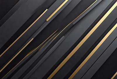 The primary subject of the image is a pattern of gold and black stripes. The setting is a black background, and the visual style appears to be a digital art or illustration. The dominant colors are gold and black, creating a bold and striking appearance.