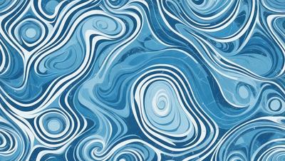 The primary subject of the image is a blue and white swirling pattern, which appears to be a digital art or illustration. The setting is a blue background, and the visual style is a combination of digital art and illustration. The dominant colors are blue and white, creating a calm and soothing atmosphere.