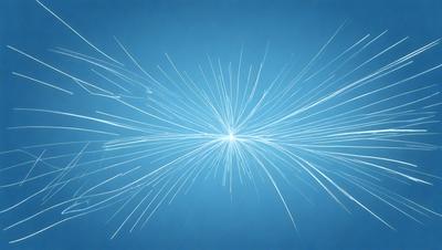 The primary subject of the image is a bright, white, and blue explosion, which appears to be a digital art or illustration. The setting is a blue sky, and the visual style gives the impression of a colorful and dynamic scene. The colors and mood of the image are vibrant and energetic, with the white and blue colors creating a sense of movement and excitement.