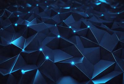 The primary subject of the image is a blue, geometric pattern. The setting is a blue background, which creates a visually striking contrast with the pattern. The visual style is a combination of digital art and illustration, giving the image a modern and artistic appearance. The dominant colors are blue and white, creating a calm and serene atmosphere.