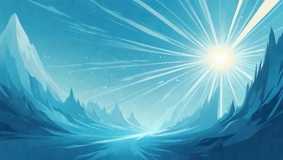 The primary subject of the image is a beautifully illustrated scene of a sunrise over a body of water. The sun is rising over the water, creating a warm and inviting atmosphere. The setting is a serene landscape with mountains in the background, adding to the picturesque quality of the scene. The visual style of the image is a combination of digital art and illustration, creating a vibrant and detailed representation of the sunrise. The colors and mood of the image are predominantly warm and calming, with the sun's rays illuminating the scene and casting a golden glow over the water and mountains.