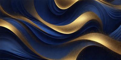 The primary subject of the image is a blue and gold swirl pattern. The setting is a blue background, and the visual style appears to be a digital art or illustration. The dominant colors are blue and gold, creating a vibrant and lively atmosphere.