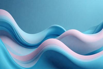 The primary subject of the image is a blue and white wave, which is the main focus of the scene. The wave is depicted in a digital art style, giving it a modern and visually appealing appearance. The setting is a blue background, which complements the colors of the wave and adds to the overall atmosphere of the image. The colors and mood of the image are predominantly blue and white, creating a sense of calmness and tranquility.