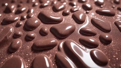 The primary subject of the image is a close-up of a chocolate heart, which is the main focus of the image. The setting is a table with a chocolate-covered surface, which serves as the backdrop for the heart. The visual style of the image is a close-up of the chocolate heart, showcasing its texture and details. The colors in the image are predominantly brown, which gives the heart a warm and rich appearance. The overall atmosphere of the image is one of indulgence and love, as the chocolate heart symbolizes affection and care.