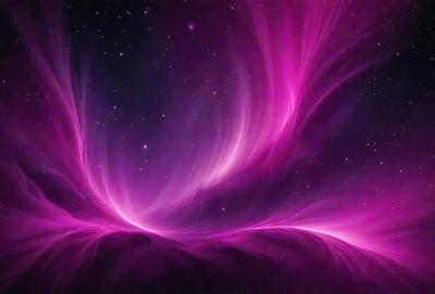 The primary subject of the image is a purple, swirling, and pink nebula. The setting is a dark, star-filled sky, with the nebula as the main focus. The visual style is a digital art or illustration, creating a vibrant and colorful atmosphere. The dominant colors are purple, pink, and blue, with the swirling pattern adding a sense of movement and depth to the scene.