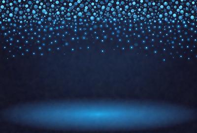 The primary subject of the image is a blue background with a pattern of blue dots. The setting is a dark room, and the visual style appears to be a digital art or illustration. The dominant colors are blue and black, creating a calm and serene atmosphere.