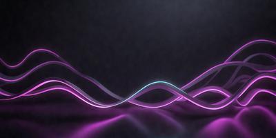The primary subject of the image is a purple and blue wave-like pattern. The setting is a dark background, which contrasts with the vibrant colors of the wave. The visual style appears to be a digital art or illustration, as the wave is depicted in a smooth and detailed manner. The colors and mood of the image are predominantly purple and blue, creating a sense of calmness and tranquility.