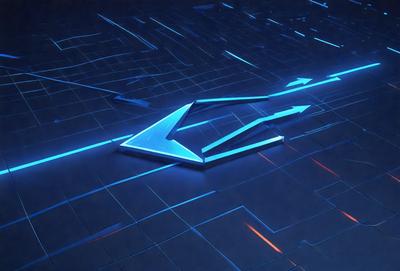 The primary subject of the image is a blue arrow, which is the main object, scene, or focus of the image. The setting or background features a blue grid pattern, which adds to the overall visual style. The colors and mood of the image are predominantly blue, creating a calm and serene atmosphere.