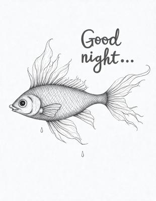 The primary subject of the image is a fish, which is the main object, scene, or focus of the image. The fish is depicted in a drawing or illustration, with a black and white color scheme. The setting or background of the image features a white surface, which provides a clean and minimalistic backdrop for the fish. The visual style of the image suggests that it is a hand-drawn or digitally created artwork, rather than a photo or a clipart. The overall atmosphere of the image is calm and serene, as the fish appears to be floating peacefully in the water.