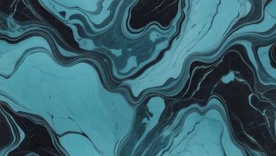 The primary subject of the image is a blue marble tile with a swirling pattern. The setting is a bathroom, and the visual style is a close-up of the tile. The dominant colors are blue and black, creating a calm and soothing atmosphere.