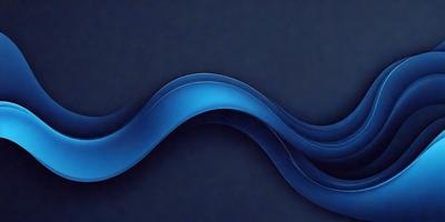The primary subject of the image is a blue wave, which is the main object, scene, or focus of the image. The setting or background is a dark blue surface, which creates a contrasting and dramatic effect. The visual style of the image is digital art, as it is a digital representation of a wave. The dominant colors in the image are blue and black, giving it a calm and serene atmosphere.