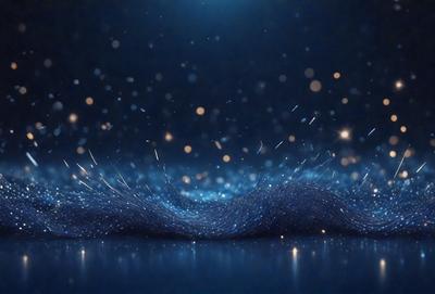 The primary subject of the image is a blue, shimmering, and sparkling surface, which appears to be a digital art or illustration. The setting is a dark, starry night, with the blue surface as the main focus. The visual style is a combination of digital art and illustration, creating a unique and captivating atmosphere. The colors and mood are predominantly blue, with a hint of sparkling and shimmering, giving the image a sense of wonder and enchantment.