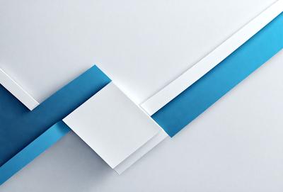 The primary subject of the image is a white square with a blue stripe on it. The setting is a white background, and the visual style appears to be a digital art or illustration. The colors and mood of the image are predominantly white and blue, creating a clean and minimalist appearance.
