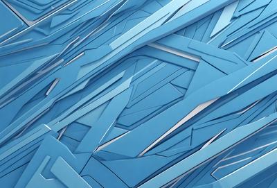 The primary subject of the image is a blue and white geometric pattern. The setting is a blue background, and the visual style appears to be a digital art or illustration. The dominant colors are blue and white, creating a clean and modern atmosphere.