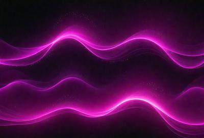 The primary subject of the image is a pink wave pattern. The setting is a dark background, which contrasts with the bright pink color of the wave pattern. The visual style appears to be a digital art or illustration, as the wave pattern is created with a computer-generated design. The colors and mood of the image are predominantly pink, giving it a vibrant and energetic atmosphere.