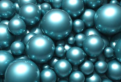 The primary subject of the image is a large number of blue spheres, which are arranged in a visually appealing manner. The setting is a blue background, which complements the blue spheres and adds to the overall visual style. The image is a digital artwork, showcasing the artist's creativity and attention to detail. The dominant colors in the image are blue, which creates a calm and serene atmosphere.