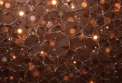The primary subject of the image is a close-up of a wall with a pattern of lights. The setting is indoors, and the visual style appears to be a combination of digital art and illustration. The colors and mood of the image are predominantly warm and inviting, with the lights creating a sense of depth and texture on the wall.