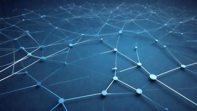 The primary subject of the image is a blue background with a network of white lines or dots. The setting appears to be a digital art or illustration, as the lines and dots are arranged in a pattern that creates a visually appealing and intricate design. The visual style is a combination of digital art and illustration, with the blue background providing a contrasting color to the white lines or dots. The overall atmosphere of the image is one of complexity and intricacy, with the white lines or dots creating a sense of depth and interconnectedness.