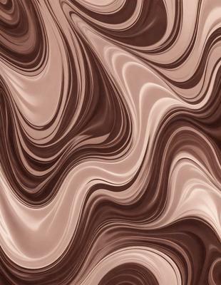 The primary subject of the image is a close-up of a chocolate-colored pattern, which appears to be a swirling, wavy design. The setting is a brown surface, possibly a wall or a table, with the pattern as the main focus. The visual style of the image is a close-up, which emphasizes the intricate details of the chocolate pattern. The colors and mood of the image are predominantly brown, creating a warm and rich atmosphere.