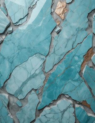 The primary subject of the image is a blue and white marble wall. The setting is a room with a blue and white marble wall as the main focus. The visual style is a close-up of the marble wall, showcasing its intricate patterns and textures. The dominant colors are blue and white, creating a serene and elegant atmosphere.