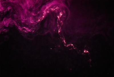 The primary subject of the image is a purple smoke or mist, which appears to be a digital art or illustration. The setting is a dark background, and the visual style gives the impression of a futuristic or surreal scene. The colors and mood of the image are predominantly purple, creating a sense of mystery and intrigue.