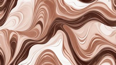 The primary subject of the image is a patterned wallpaper with a brown and white color scheme. The setting is a room with a wall adorned with the patterned wallpaper. The visual style is a close-up of the wallpaper, showcasing its intricate design. The colors and mood of the image are warm and inviting, with the brown and white tones creating a cozy atmosphere.