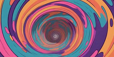 The primary subject of the image is a spiral or vortex, which is a large, colorful, and swirling pattern. The spiral is surrounded by a vibrant and colorful background, creating a visually striking scene. The visual style of the image is a combination of digital art and illustration, with the spiral being the main focus of the composition. The colors and mood of the image are lively and energetic, with the spiral's vivid colors and the overall atmosphere of the scene being both captivating and dynamic.