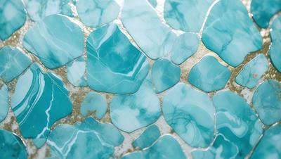 The primary subject of the image is a blue and white marble tile. The setting is a bathroom, with the marble tile covering the walls and floor. The visual style is a close-up of the marble tile, showcasing its intricate patterns and textures. The dominant colors are blue and white, creating a serene and calming atmosphere in the bathroom.